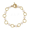 Natural Cultured Freshwater Pearl Beads & Brass Open Jump Rings Link Bracelets for Women BJEW-JB14113-2