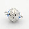 Round Platinum Plated Alloy Enamel Magnetic Clasps with Loops ENAM-P110-M-3