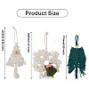 Crafans 3Pcs 3 Style Christmas Theme Cotton Weave Pendant Decorations HJEW-CF0001-13-9