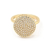 Flat Round Brass Micro Pave Clear Cubic Zirconia Finger Rings RJEW-G309-41G-2