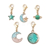 5Pcs Moon Star Planet Alloy Enamel Pendant Decoration HJEW-JM02742-02-1