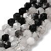 Natural Tourmalinated Quartz/Black Rutilated Quartz Beads Strands G-Z119-A15-02-3