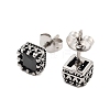 Square 316 Surgical Stainless Steel Pave Cubic Zirconia Stud Earrings for Women Men EJEW-Z050-05B-AS-2