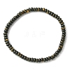 Natural Coffee Jasper Flat Round Beaded Stretch Bracelets for Women BJEW-JB09717-06-1