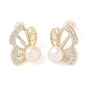 Natural Pearl Stud Earrings EJEW-L286-03G-1