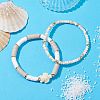 2Pcs 2 Style Synthetic Turquoise Sea Turtle & Seed Beaded Stretch Bracelets Set BJEW-JB09836-4