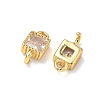 Brass Pave Cubic Zirconia Square Connector Charms KK-P348-12G-03-2