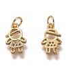 Brass Micro Pave Clear Cubic Zirconia Charms ZIRC-B002-65G-2