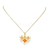 Imitate Austrian Crystal Bicone Glass & Glass Pearl Beaded Heart Pendant 304 Stainless Steel Cable Chain Necklaces for Women NJEW-MZ00154-3