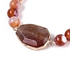 Brass Natural Agate(Dyed & Heated) Faceted Teardrop and Round Beaded Stretch Bracelets for Women BJEW-Q101-01A-3