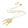 Woven Net/Web with Feather 304 Stainless Steel Pendant Necklaces for Women NJEW-G087-02G-3