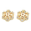 Brass Micro Pave Clear Cubic Zirconia Fancy Bead Caps KK-N259-01-3