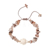 2Pcs Adjustable Natural Black Gold Rutilated Quartz Chip Beads Braided Bead Bracelets BJEW-JB11914-3