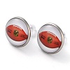 Sport Balls Glass & 304 Stainless Steel Stud Earrings for Women LS-EJEW-H005-01P-10-1
