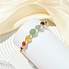 Chakra Herringbone Wire-Wrapped Gemstone Brass Cuff Bangles BJEW-JB14035-2