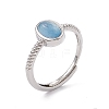 Oval Natural Aquamarine Adjustable Rings RJEW-G273-04P-02-4