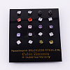 Square 304 Stainless Steel  Cubic Zirconia Stud Earrings EJEW-O070-05A-1