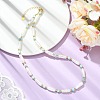 Faceted Cube Natural Larimar & Natural Baroque Keshi Pearl Column Beaded Necklaces NJEW-JN06620-1