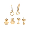 304 Stainless Steel Rhinestone Flower & Round Earring Sets EJEW-Z098-12G-4