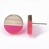 Transparent Resin & Wood Stud Earrings EJEW-N017-003A-D05-3