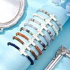 8Pcs Natural & Synthetic Gemstone Chip & Cross Stretch Bracelets BJEW-JB11390-3