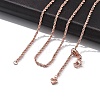 2mm Rack Plating Brass Rope Chain Adjustable Slider Necklaces for Women Men MAK-L044-06RG-1