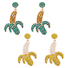 ANATTASOUL 2 Pairs 2 Colors Rhinestone Banana with Plastic Pearl Beaded Dangle Stud Earrings EJEW-AN0002-89-1