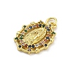 Virgin Mary Theme Rack Plating Brass Micro Pave Cubic Zirconia Pendants KK-G513-32G-2