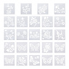 2Sets Square with Floral & Butterfly Pattern PET Drawing Stencil DIY-CW0001-12-1