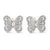 Butterfly Rack Plating Brass Micro Pave Clear Cubic Zirconia Stud Earrings for Women KK-Z038-17P-1
