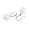 Rack Plating Brass Cubic Zirconia ABS Pearl Earring Hooks EJEW-S219-16P-03-2