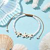 Starfish Synthetic Turquoise & Glass Seed Braided Bead Bracelets BJEW-JB10312-03-2