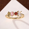 Oval & Horse Eye & Rectangle Brass with Colorful Cubic Zirconia Finger Rings FS-WGD0B16-04-3