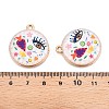 Printed Rack Plating Alloy Enamel Pendants ENAM-T020-02B-3