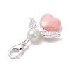 Heart Angel Acrylic & Glass Pearl Pendant Decoration HJEW-JM02366-5