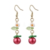 304 Stainless Steel Tomato Dangle Earrings EJEW-MZ00464-01-2