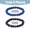 4Pcs 4 Style Natural Lapis Lazuli & Glass Beaded Stretch Bracelets Set BJEW-FI0001-56-2