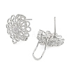 Flower Brass Micro Pave Cubic Zirconia Stud Earrings Finding KK-E083-16P-2