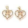 Brass Micro Pave Clear Cubic Zirconia Pendants ZIRC-L096-33G-1