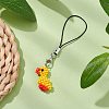 Duck Glass Seed Beads Charms Mobile Straps HJEW-MZ00123-2