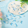 30Pcs Transparent Glass Flower Pendants with Deep Sky Blue Acrylic Leaf PALLOY-TAC0241-6