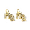 Real 18K Gold Plated Brass Micro Pave Clear Cubic Zirconia Charms KK-E068-VB411-6-2