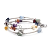 Three Loops Natural Gemstone Beaded Wrap Bracelets BJEW-JB02331-03-1