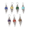 7Pcs 7 Styles Mixed Gemstone Round Connector Charms PALLOY-JF02268-01-1