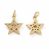 Brass Micro Pave Cubic Zirconia Star Charms KK-E068-VF043-1