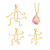 3Pcs 3 Styles Brass Pendant Cabochon Settings KK-PH0011-65-6