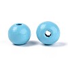 Spray Painted Round Natural Schima Wood Beads WOOD-A018-8mm-09-2