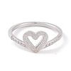 304 Stainless Steel Heart Finger Ring for Women RJEW-C086-06-P-2