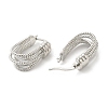 Rack Plating Brass Multi-line Hoop Earrings for Women EJEW-D059-29P-2
