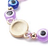 Evil Eye Resin Bead & Flat Round Alloy Rhinestone Braided Beaded Bracelets for Girl Women BJEW-JB08740-01-5